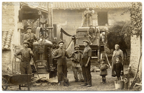 Estampa histórica de tareas en el campo de Galicia.